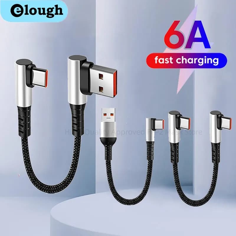 25cm/50cm Short Data Cable 90 Degree Elbow USB Type C To Type C Cable Fast Charging Cord For Iphone15 Xiaomi Samsung Power Bank