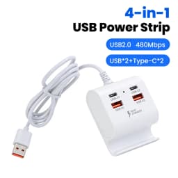 4 in 1 USB Bracket Socket USB Type C Fast Charging Power Strip With Mobile Phone Holder For iPhone Xiaomi Samsung Laptop Tablet