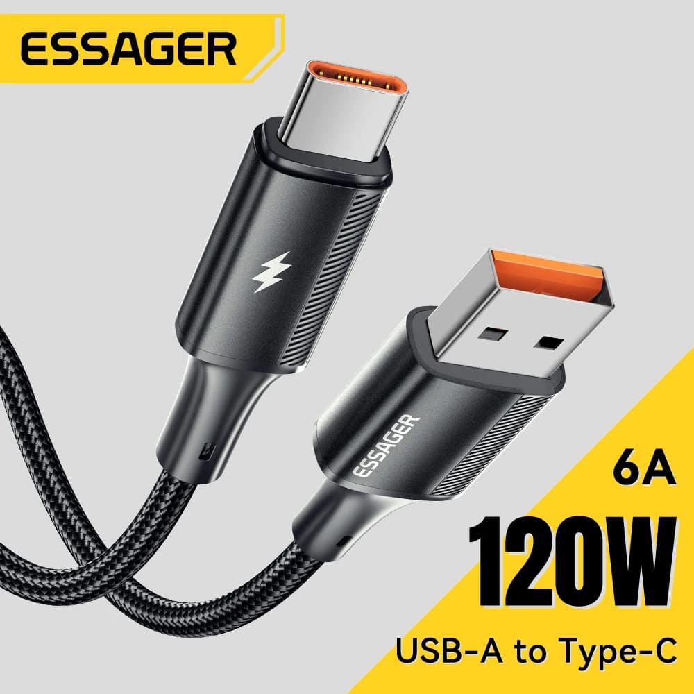 Essager 120W 6A Fast Charging Cable Type C Quick Charge Cable For Xiaomi 14 Ultra Huawei Samsung Oneplus USB Type C Data Cables