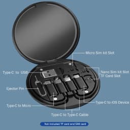 Portable Multifunctional Data Cable Storage Box, 60W Fast Charging Mobile Phone Holder, Charging Cable Set, Multi Head Conversio