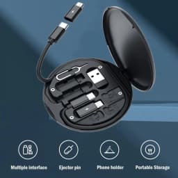 Portable Multifunctional Data Cable Storage Box, 60W Fast Charging Mobile Phone Holder, Charging Cable Set, Multi Head Conversio