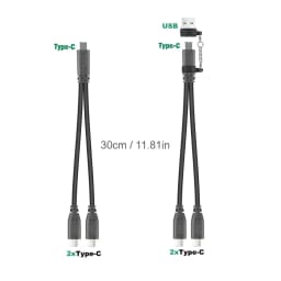 1 in 2 Out Dual USB C Cable USB A C to Type C Splitter Charging Cable, Multi Hubs Charging Cable For iPhone 15/16 Samsung Galaxy