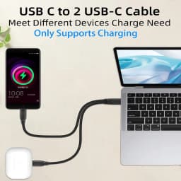 1 in 2 Out Dual USB C Cable USB A C to Type C Splitter Charging Cable, Multi Hubs Charging Cable For iPhone 15/16 Samsung Galaxy
