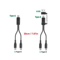 1 in 2 Out Dual USB C Cable USB A C to Type C Splitter Charging Cable, Multi Hubs Charging Cable For iPhone 15/16 Samsung Galaxy