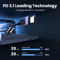 UGREEN PD 240W USB C to USB C Cable PD3.1 Fast Charge for MacBook Laptop iPhone 17 16 iPad Samsung S25 S24 5A PD Charging Cable