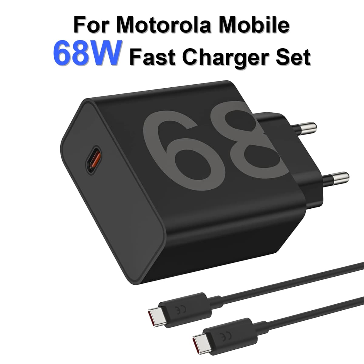 68W USB C Charger Fast Charging with Cable for Motorola Edge Series Moto G06 Power/G86/G85 Razr 60/50 Ultra PD/QC Power Adapter