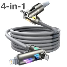 4-IN-1 240W USB Type C To USB C Cable PD Fast Charger Wire For iPhone 16 Pro Max 15 iPad Xiaomi Samsung Tablet 1M Data Cord