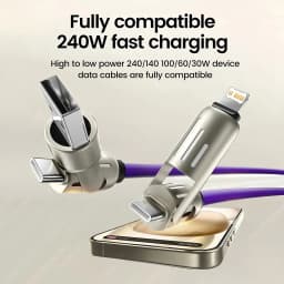 4-IN-1 240W USB Type C To USB C Cable PD Fast Charger Wire For iPhone 16 Pro Max 15 iPad Xiaomi Samsung Tablet 1M Data Cord