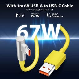 6A 67W Turbo Fast Charger For Xiaomi 11 12 13 14 15 Ultra Redmi Note 11T 12 13 POCO X4 X5 X6 Pro Type C USB Charging Elbow Cable