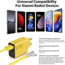6A 67W Turbo Fast Charger For Xiaomi 11 12 13 14 15 Ultra Redmi Note 11T 12 13 POCO X4 X5 X6 Pro Type C USB Charging Elbow Cable