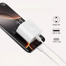 23W 3-in-1 charger, capable of charging three devices simultaneously, with built-in wireless charging for watches, suitable for