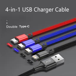 4 In 1 USB to Type C Micro Fast Charging Cable 3A Quick Charge Phone Data Cord For Xiaomi Redmi Oneplus iPhone Huawei