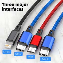 4 In 1 USB to Type C Micro Fast Charging Cable 3A Quick Charge Phone Data Cord For Xiaomi Redmi Oneplus iPhone Huawei