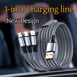 Fast Charging Cable Multi Charger Cable Nylon Braided Multiple USB Universal 3 in 1 Charging Cord Adapter with Type-C Micro
