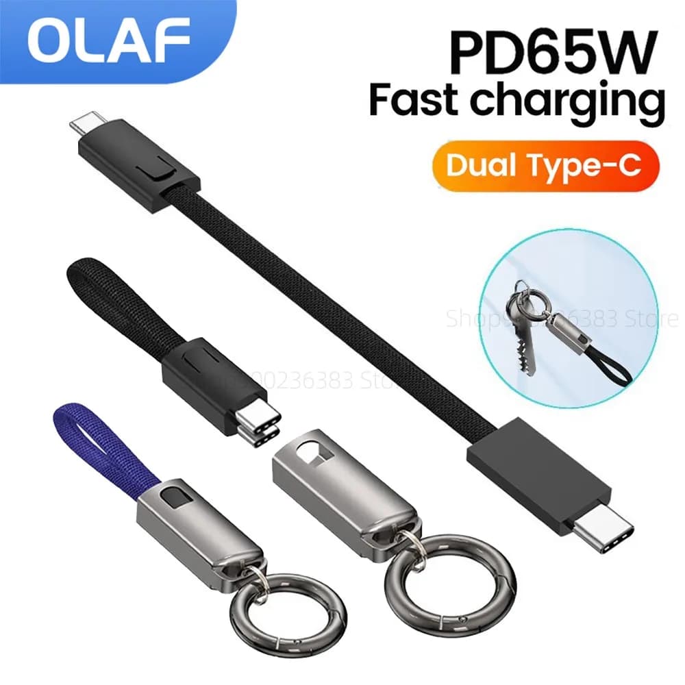 65W 10cm Short Type C To Type C Keychain Cable Fast Charging USB C Data Cable For iPhone 15 Xiaomi Samsung 30W USB C IOS Cable