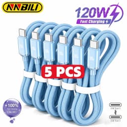 NNBILI 5Pcs 120W USB Type C to Type C Cable For iPhone 18 17 16 Fast Charging For Huawei Xiaomi Samsung S26 Fast Charging Cable