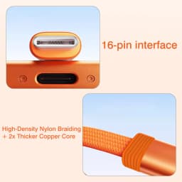 UGOURD New 60W Charger Cable USB-C to Type C Fast Charging Cable Flat Shoelace Style Orange Woven Deep Blue