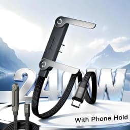 2-IN-1 Type-C Cable Foldable Mobile Phone Holder 240W Fast Charging Data Cable Multifunction Phone Charge Bracket Dual PD Cable