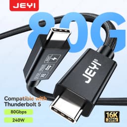 JEYI Thunderbolt 5 Cable 80Gbps 120Gbps Bandwidth 16K/8K Video 240W PD Fast Charging for MacBook iPad Dock Camera Mobile Storage