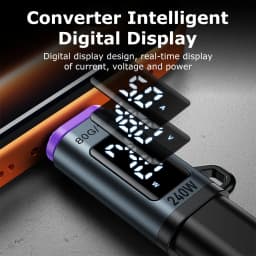 AUFU 240W Magnetic Adapter Digital Display USB C to Type C Adapter Fast Charging USB4 Connector 80Gbps for Thunderbolt5 iPhone16