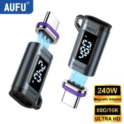 AUFU 240W Magnetic Adapter Digital Display USB C to Type C Adapter Fast Charging USB4 Connector 80Gbps for Thunderbolt5 iPhone16