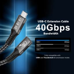 Type C Extension Cable Fast Charging Cable Extender Male to Female USB C 4 UHD Video 40Gbps 240W PD3.1 with Thunderbolt 4/3