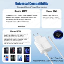XIAOMI 100W Charger Original Mi 17 Ultra 15t Poco F8 M8 Pro F7 Redmi Phone Chargers Hypercharge Wall Adapter Type C Cable Xiaomi