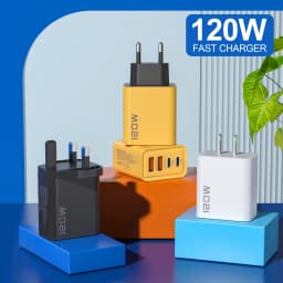 120W Charge Adapter 4 Ports USB C Charger PD3.0 Fast Charging Type C Phone Charge Adapter For Phone Fast Charging EU US UK Plug