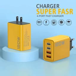 120W Charge Adapter 4 Ports USB C Charger PD3.0 Fast Charging Type C Phone Charge Adapter For Phone Fast Charging EU US UK Plug