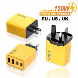 120W Charge Adapter 4 Ports USB C Charger PD3.0 Fast Charging Type C Phone Charge Adapter For Phone Fast Charging EU US UK Plug