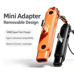 Type C Phone Charging Bracket Adapter 240W Fast Charging OTG Type-C Male to USB-C Female Converter With foldable Holder