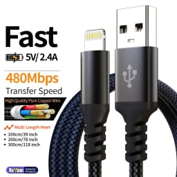 [MFi Certified] 10FT 3m USB A to Lightning Fast Charging Cable  For iPhone 14-8, iPad & AirPods