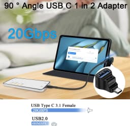 USB-C To USB-C USB-A Adapter 20Gbps USB-C Male To USB-C USB-A Female Adapter 8K 60HZ 180 Degree U-shaped for STEAM DECK