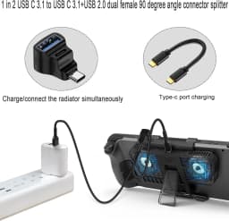 USB-C To USB-C USB-A Adapter 20Gbps USB-C Male To USB-C USB-A Female Adapter 8K 60HZ 180 Degree U-shaped for STEAM DECK