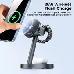 Toocki Qi2.2 25W Magnetic Charger 25W 15W Fast Charge 3-in-1 Wireless Desktop Charger For Samsung iPhone Watch AirPods Earphone