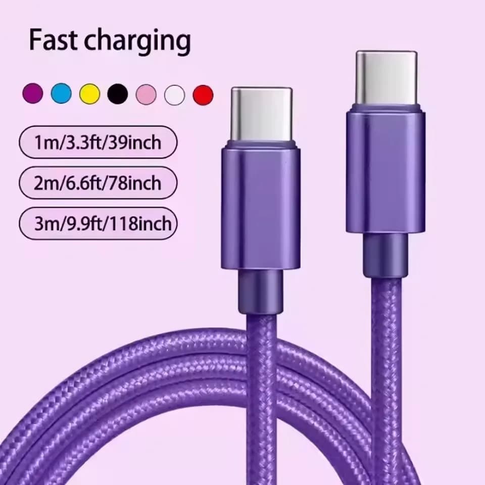 PD 66W Quick Data Cable 5A Nylon 1m 2m 3m USB C To Type C Android Highspeed Data Transfer For Phone Fast Charging Data Cable