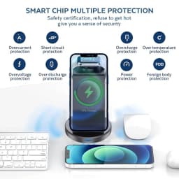 3 In 1 Magnetic Wireless Charger Stand For iPhone 17 16 15 14 13 12 Pro Max iWatch AirPods Station MagSafe Fast Charging Station