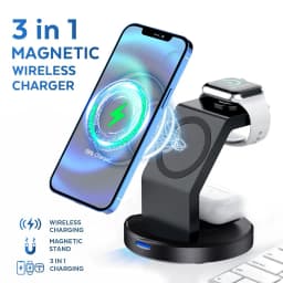 3 In 1 Magnetic Wireless Charger Stand For iPhone 17 16 15 14 13 12 Pro Max iWatch AirPods Station MagSafe Fast Charging Station