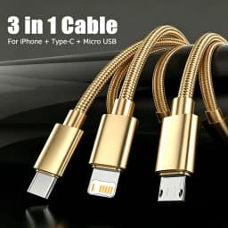 3 in 1 Universal Fast Charging Cable USB For iPhone Samsung Huawei Xiaomi Redmi POCO Micro USB Type C Quick Charge Braided Cable
