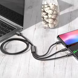 3 in 1 Universal Fast Charging Cable USB For iPhone Samsung Huawei Xiaomi Redmi POCO Micro USB Type C Quick Charge Braided Cable