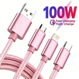 3 in 1 Universal Fast Charging Cable USB For iPhone Samsung Huawei Xiaomi Redmi POCO Micro USB Type C Quick Charge Braided Cable