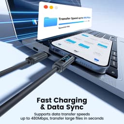 Toocki 240W USB C Cable Type C Fast Charging PD 3.1 Digital Display USB C Silicone Data Cord For iphone16 17 Xiaomi OPPO Macbook