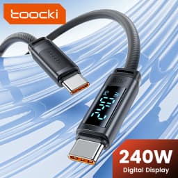 Toocki 240W USB C Cable Type C Fast Charging PD 3.1 Digital Display USB C Silicone Data Cord For iphone16 17 Xiaomi OPPO Macbook