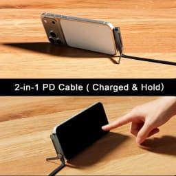 2-in-1 240w Built In Phone Stand Charging Cable USB C To USB C Quick Charge Data Wire For iPhone 17 Foldable Bracket Type C Cord