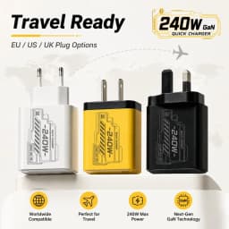 240W GAN Mechanical Fast Charger Multi Port USB Power Adapter Travel Charger Yellow Black White Available EU US Plug