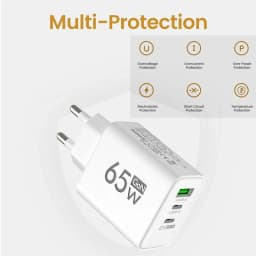 GaN 65W Fast Charging USB Type-C Charger US EU Plug USB PD Quick Charge 3.0 Travel Wall Phone Charger Adapter For iPhone Samsung