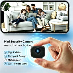 Mini 4K Wireless Security Camera Indoor Outdoor WiFi IP Cam with Night Vision Motion Detection Two-Way Audio Baby Monitor Pet