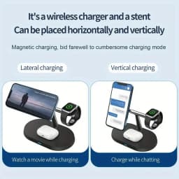 3 IN 1 Magnetic Desktop Wireless Charger For Magsafe iPhone 17 16 15 14 13 12 Samsung S25 S24 Apple Watch Fast Charging Station