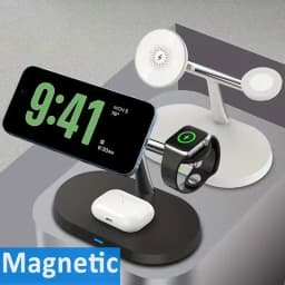 3 IN 1 Magnetic Desktop Wireless Charger For Magsafe iPhone 17 16 15 14 13 12 Samsung S25 S24 Apple Watch Fast Charging Station