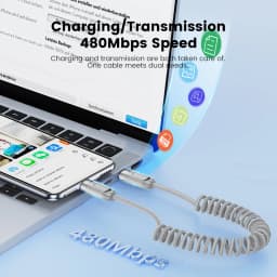 Toocki 1.5m Spring USB Type C Cable for iPhone 17 16 15 Samsung Galaxy S26 S25 S24 Xiaomi Huawei Fast Charging Cable Data Wire